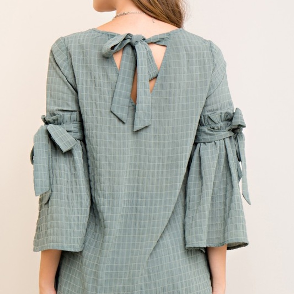 Sage Tie Sleeve Top - Picture 2 of 3